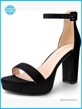 Chunky Platform Heels 4 Inch Block Heeled Strappy Sandals with Ankle Strap for